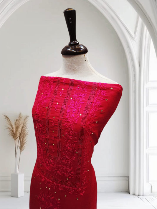 2pc Hot pink marina Tarkashi, mukesh with embroidery