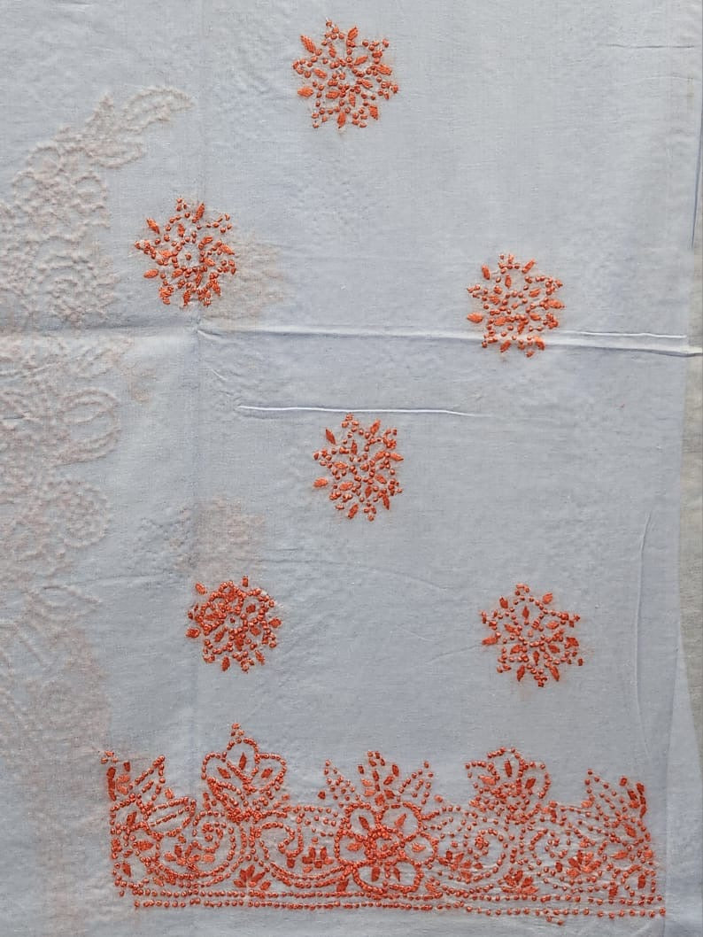 French knots lawn hand embroidered shirt