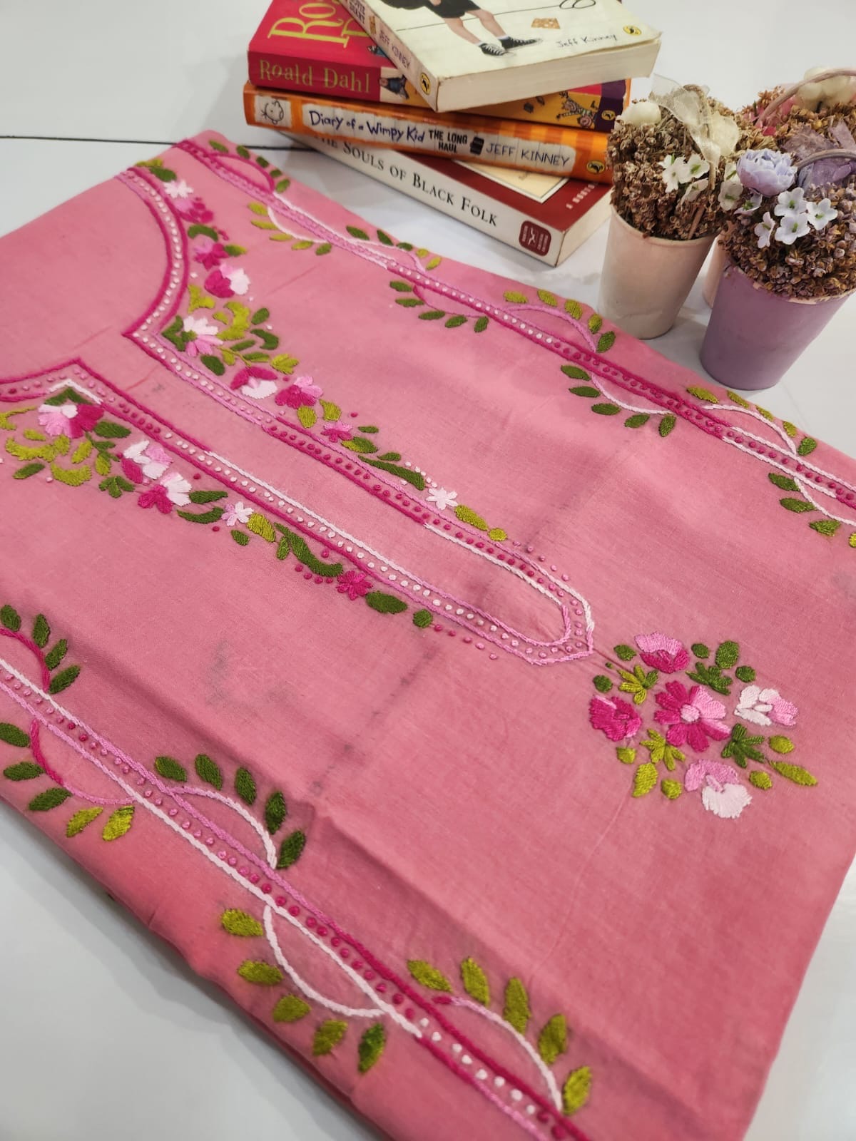 Most demanding shade and design lawn hand embroidered shirt