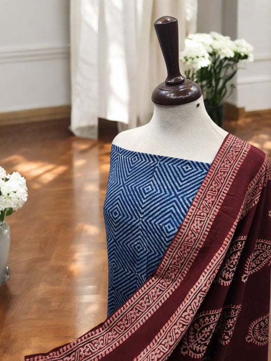 Natural dyed unique combo indigo with Maroon