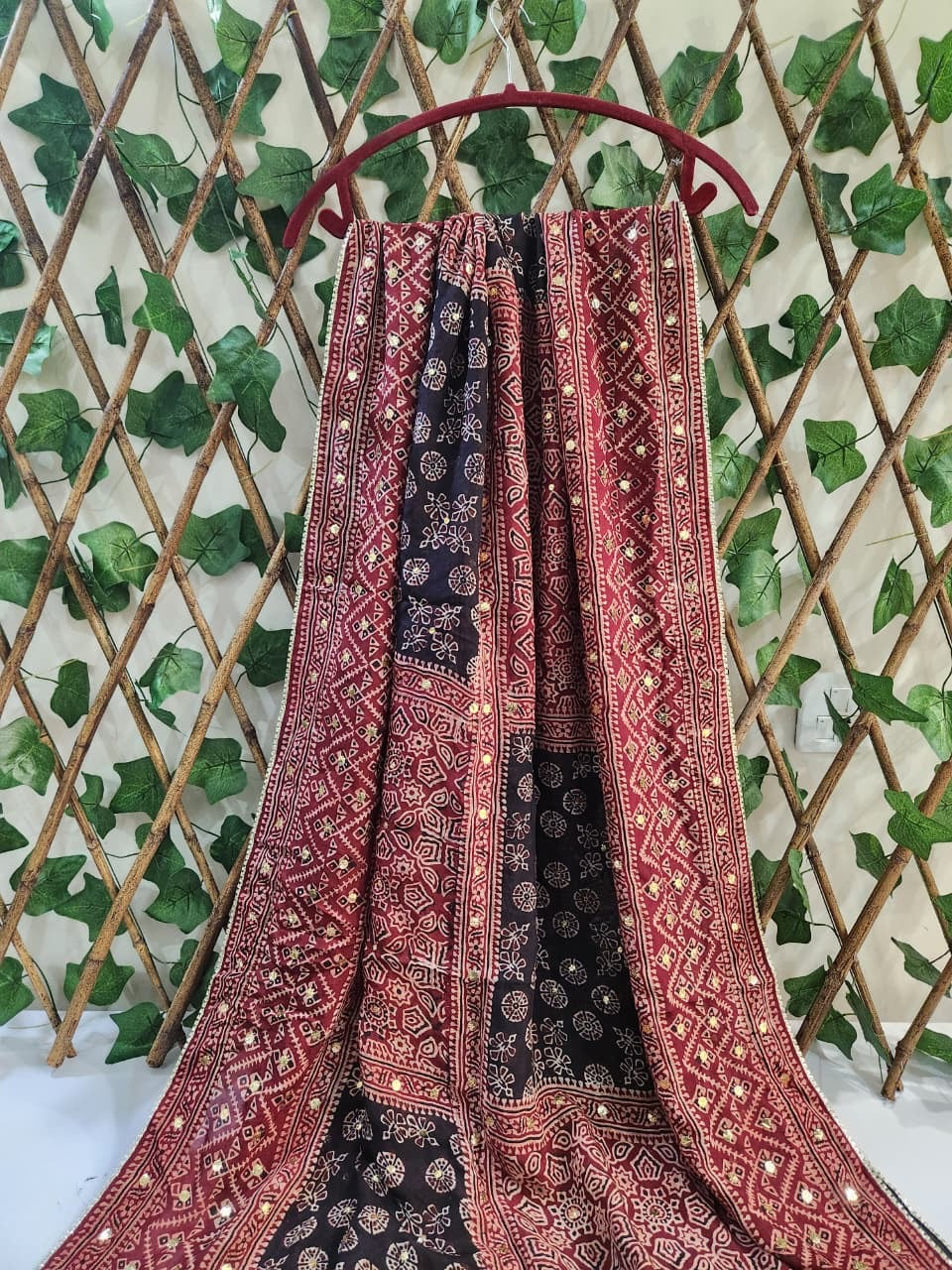 Natural dyed mukesh silk long dupatta