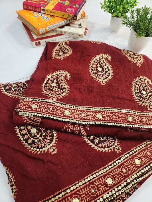 Farshi Shalwar Lawn Adda Work Stitched