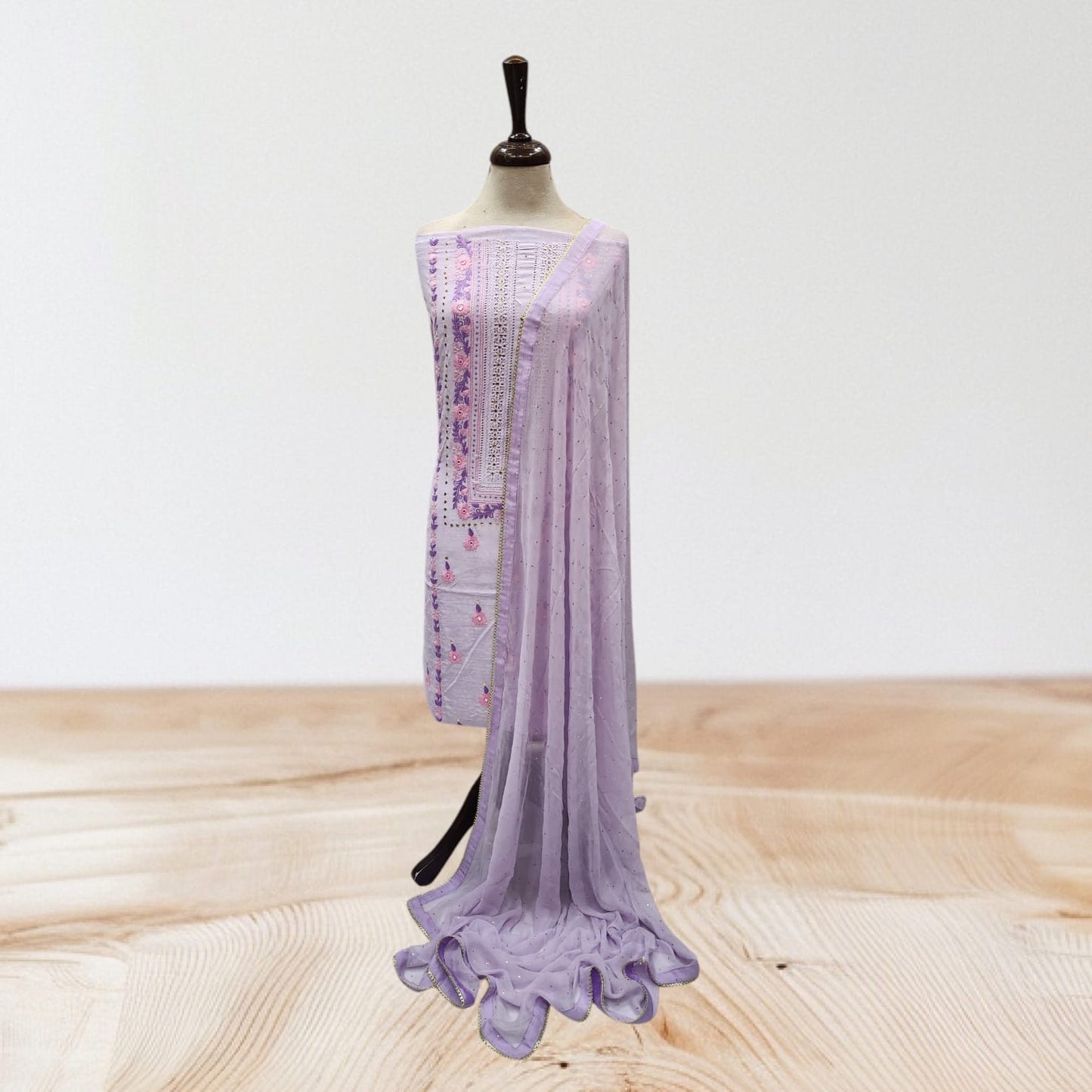 Raw silk shirt and dupatta lavender shade