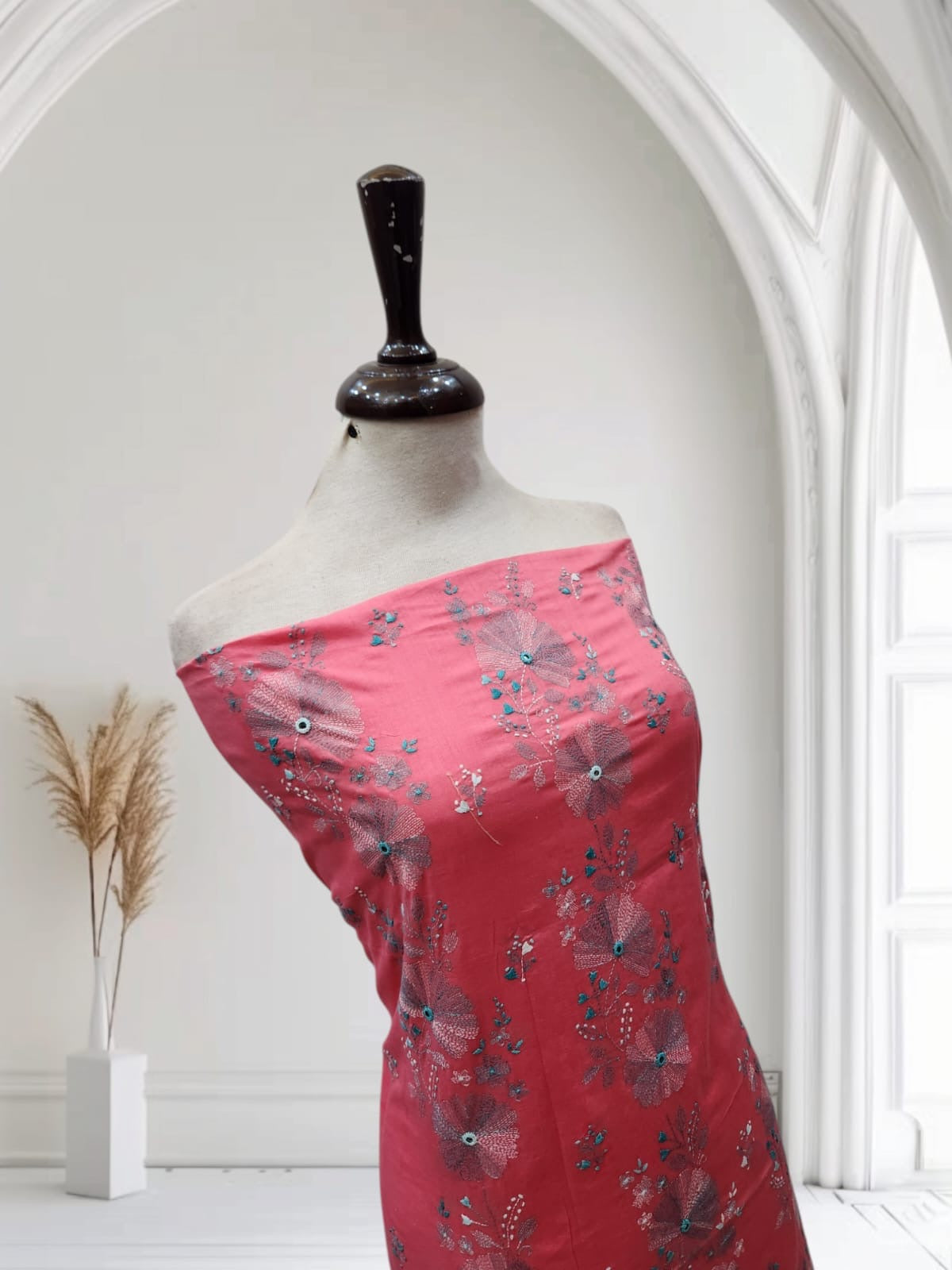 Exclusive kaccha tanka lawn hand embroidered shirt