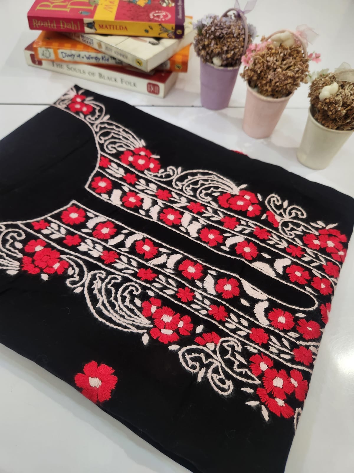 Budget friendly black beauty hand embroidered shirt