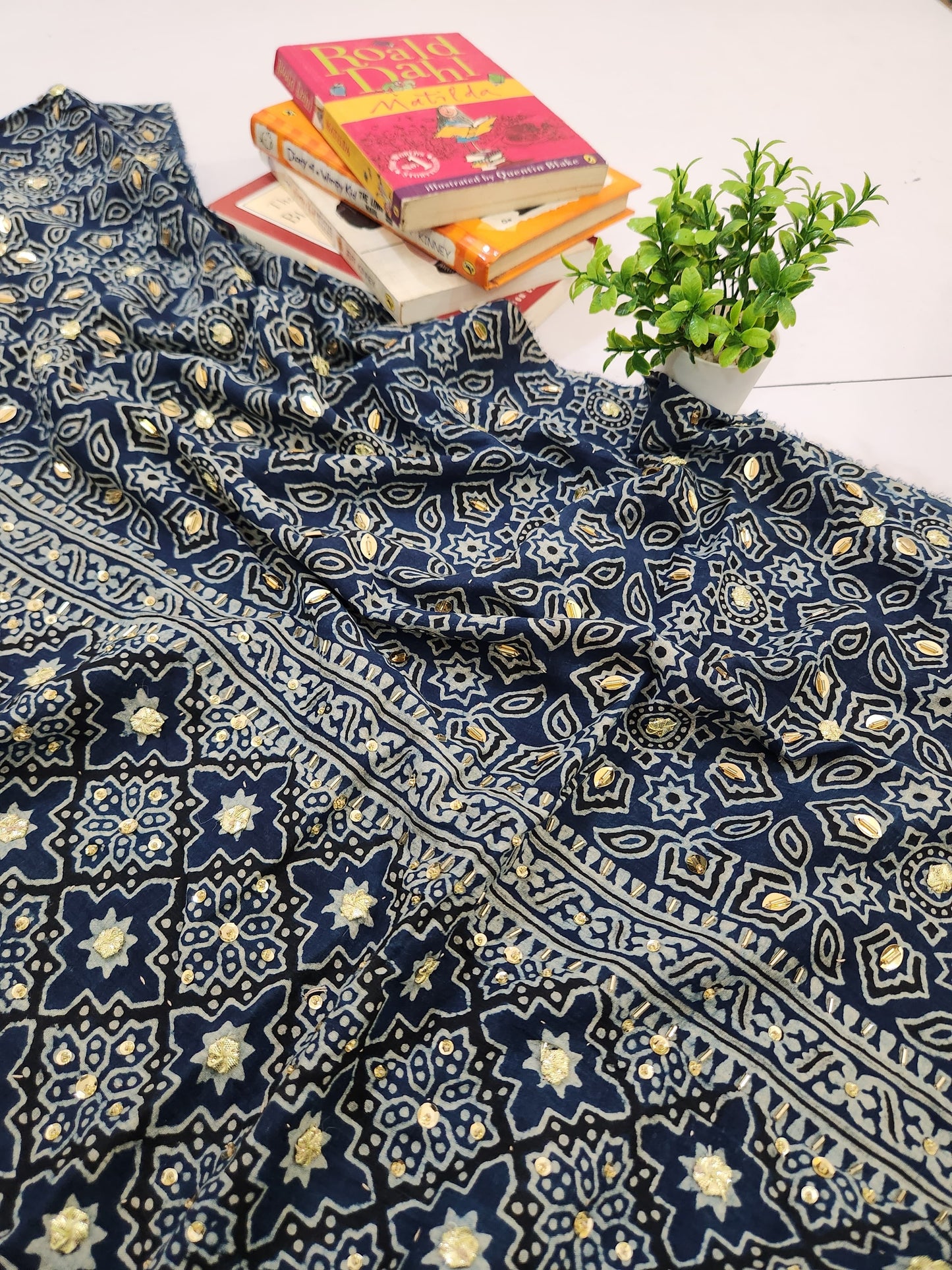 Lawn Natural dyed Shirt with Adda work