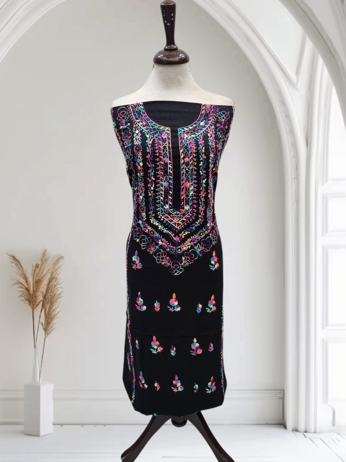 Kantha with pakka tanka lawn hand embroidered shirt