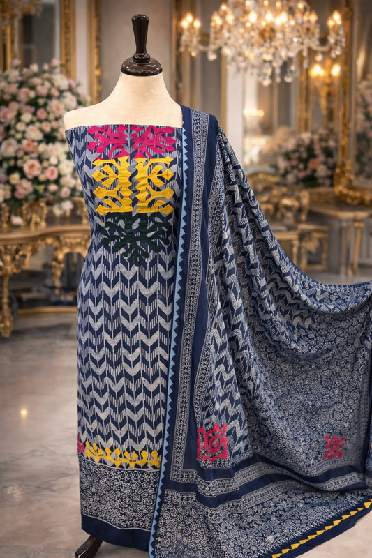 Lawn natural dyed with applique