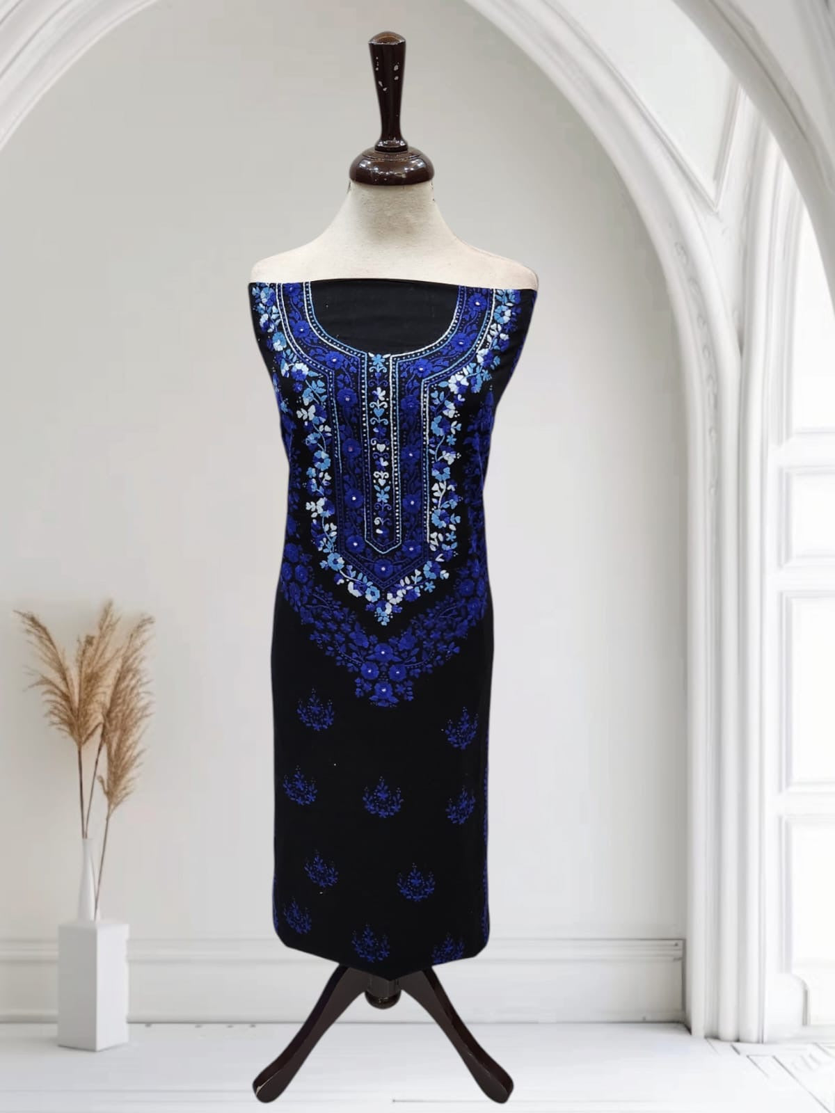 Black & Blue lawn hand embroidered shirt