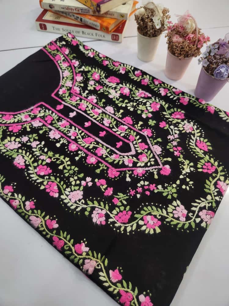 Beautiful black lawn hand embroidered shirt