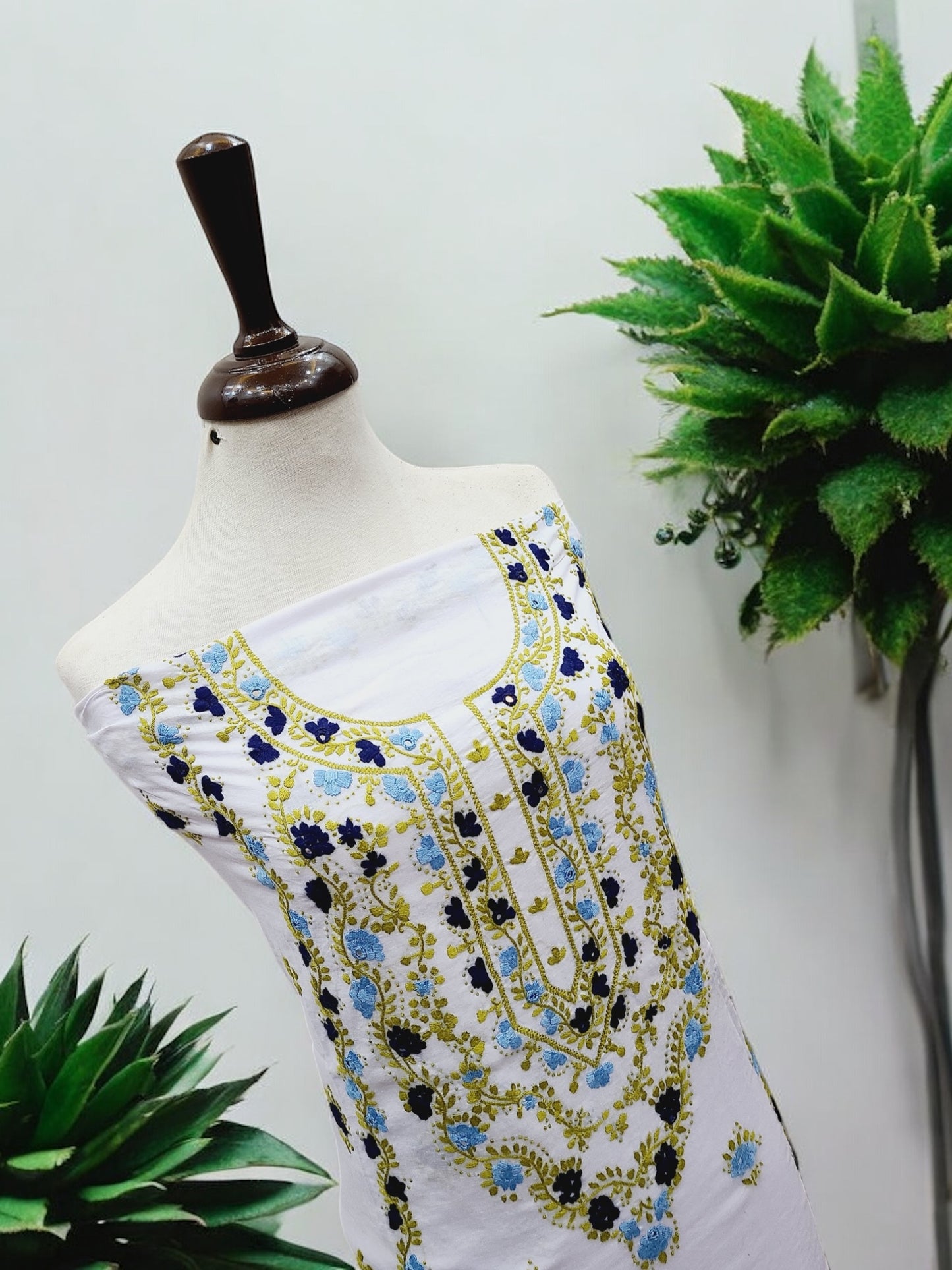 White Base Hand Embroidered Lawn Shirt