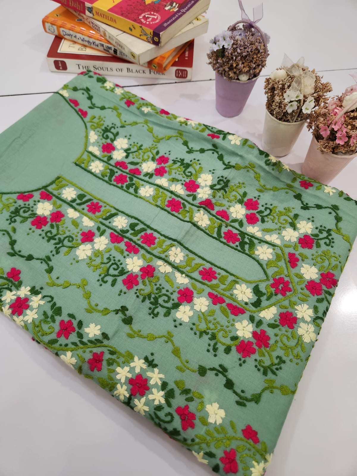 New shade lawn hand Embroidered shirt