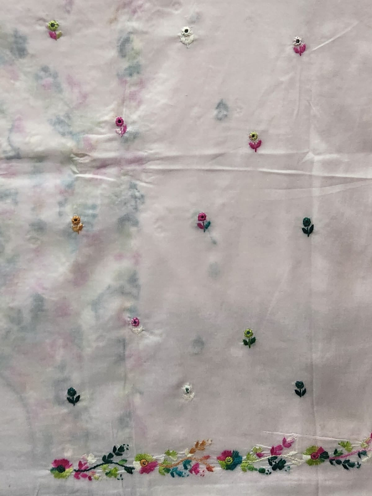Baby pink lawn hand embroidered shirt