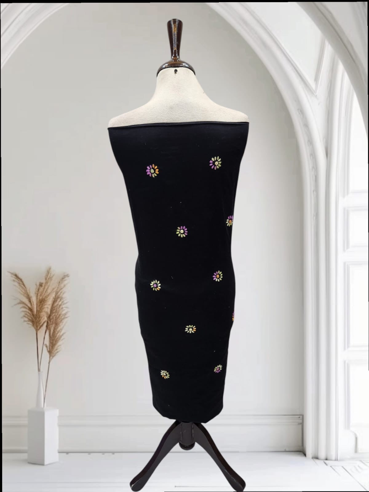 Tarkashi black beauty lawn hand embroidered shirt