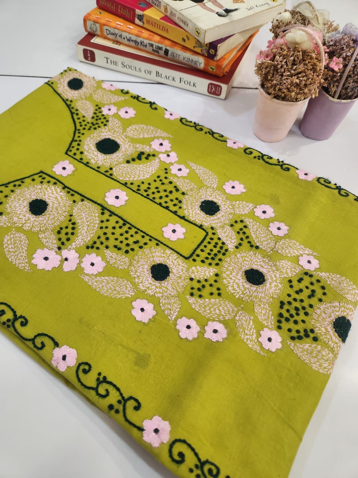 Sun Flower lawn hand Embroidered shirt