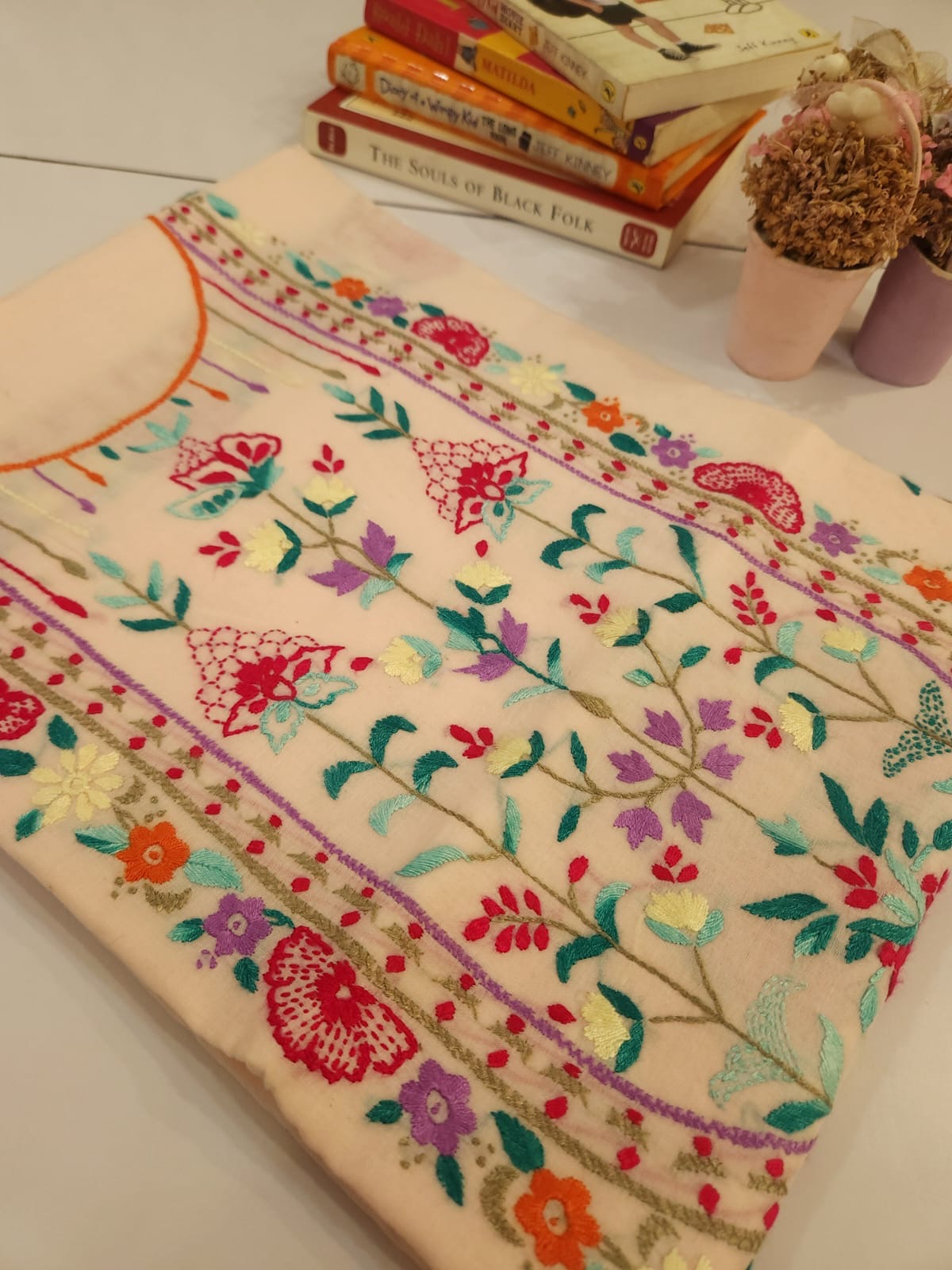 Branded lawn single thread hand embroidered shirt