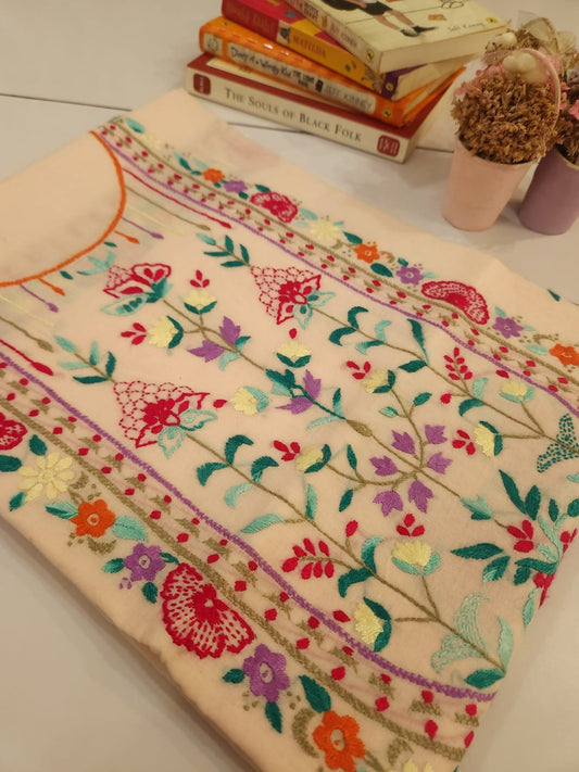 Branded lawn single thread hand embroidered shirt