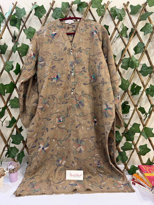 Heavy Embroidered Pashmina Kantha Kurta Size Large