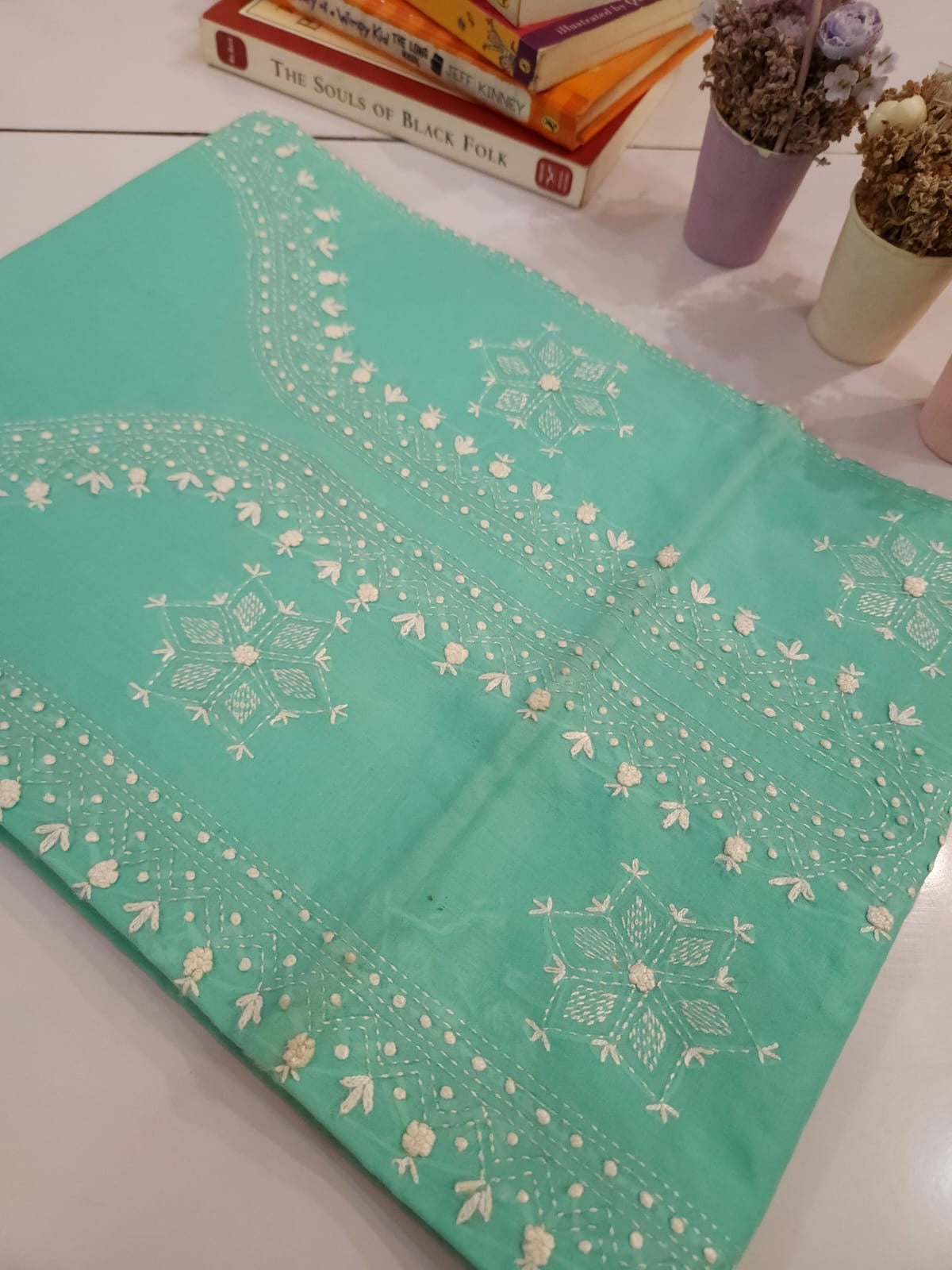 Kanthakari with bor lawn hand embroidered shirt