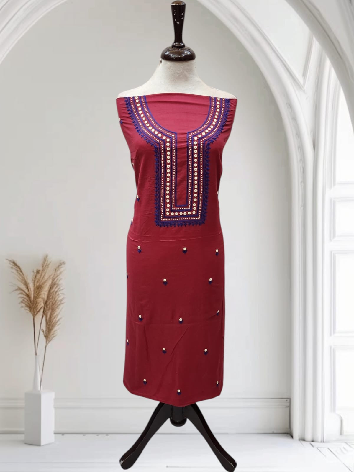 Lawn hand embroidered with mirror shirt