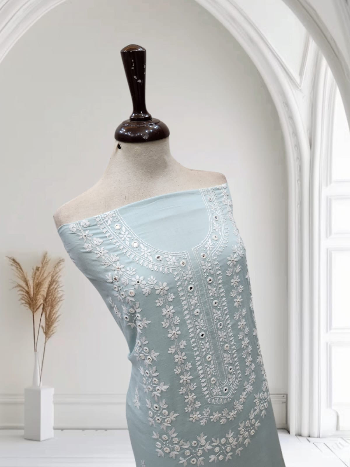 Budget friendly lawn hand embroidered shirt