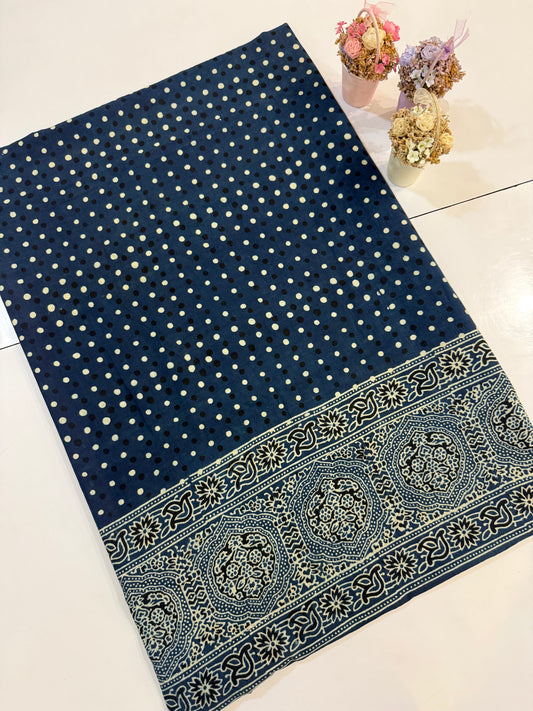 Indigo polka dots lawn organic dyed shirt