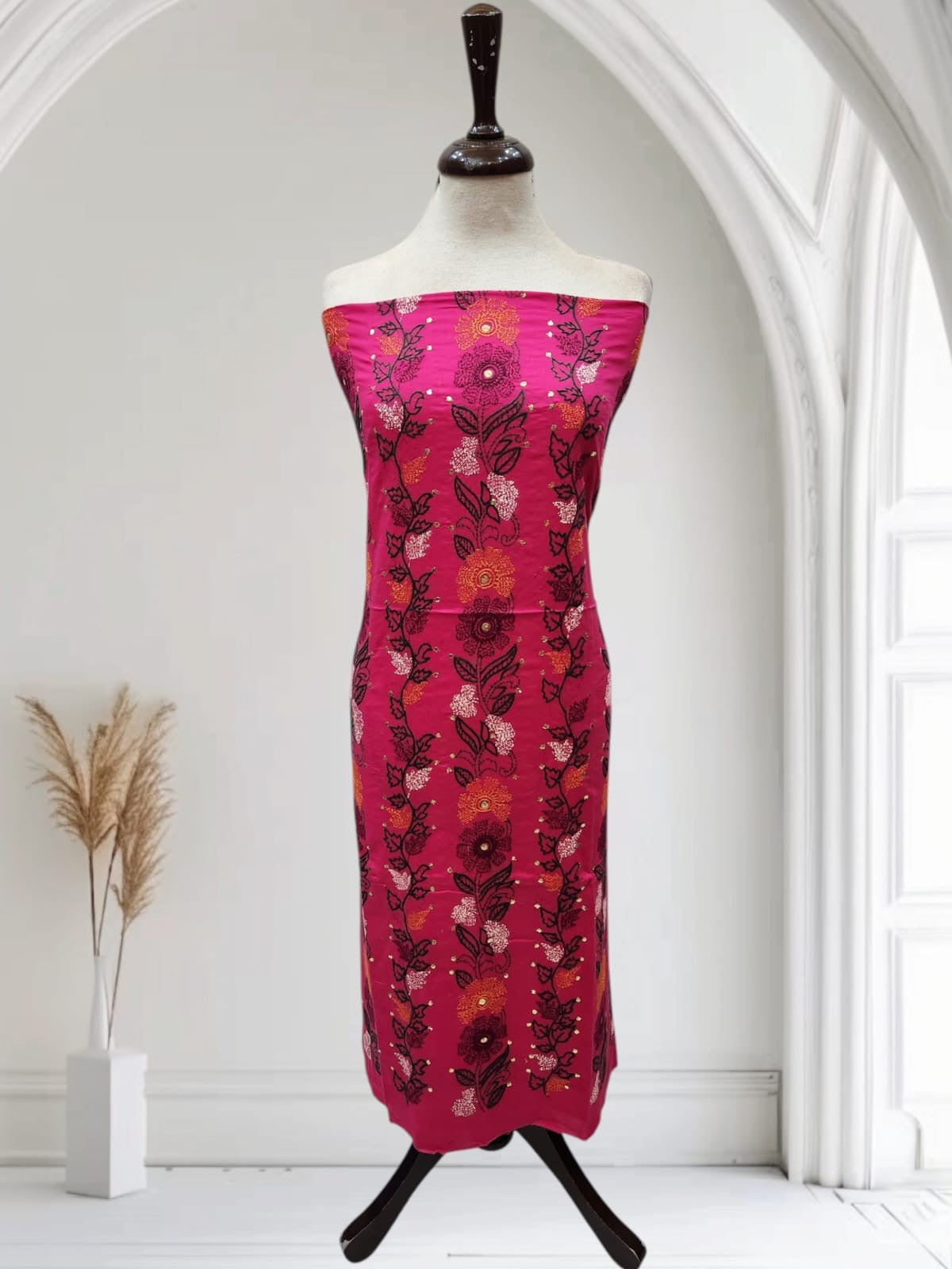 Kashmiri Jaal with mukesh hand embroidered shirt