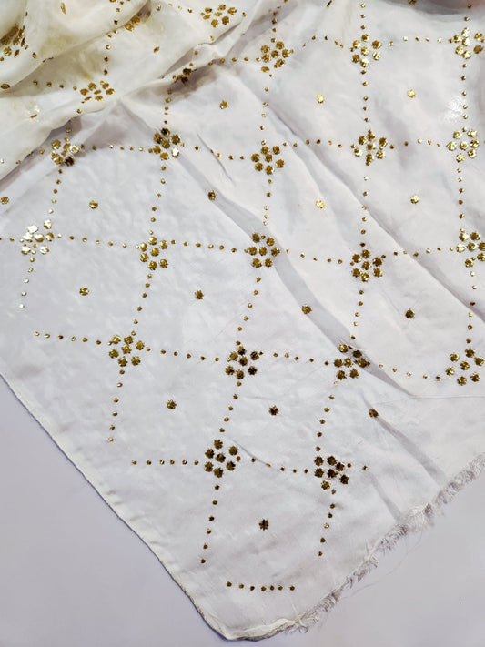 Pure Medium Silk Golden Mukesh patti Dupatta