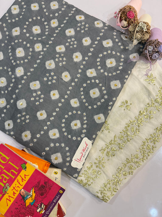 Lawn Chunri Grey Shade 2pc