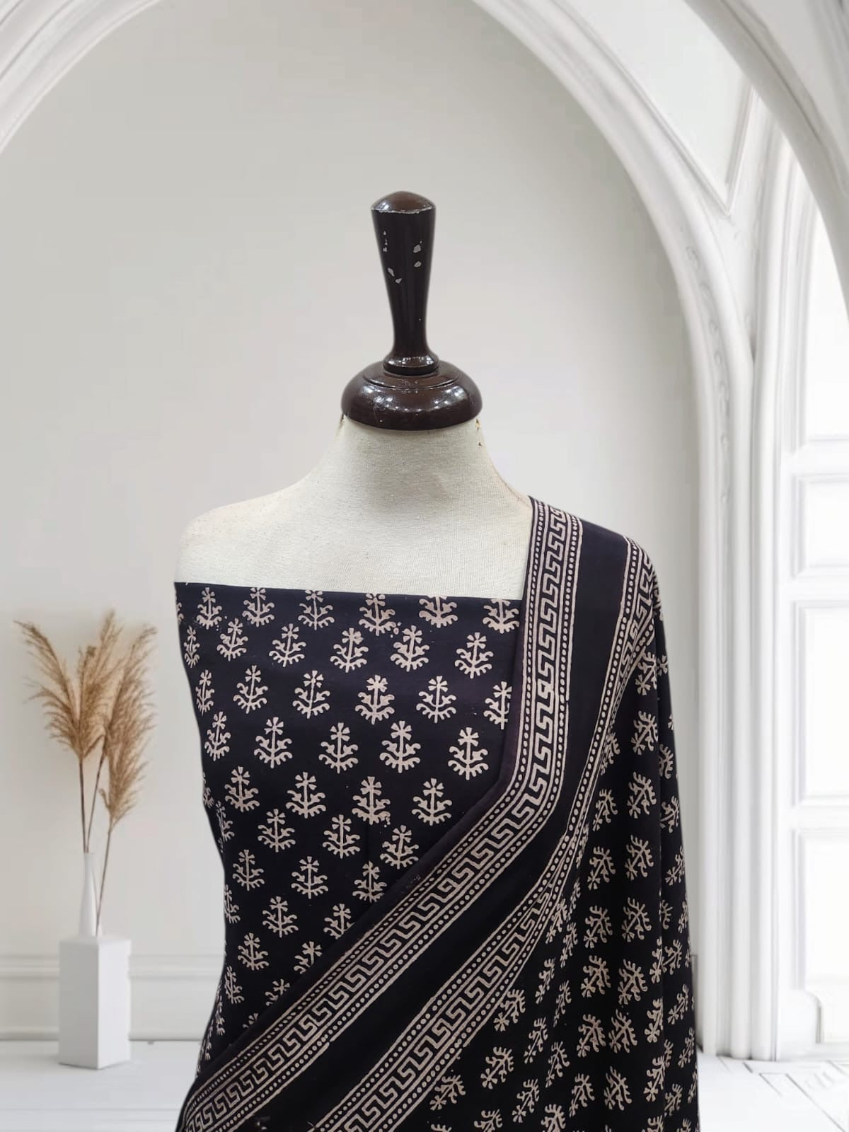 Linen Natural dyed Shirt & Dupatta Black Shade