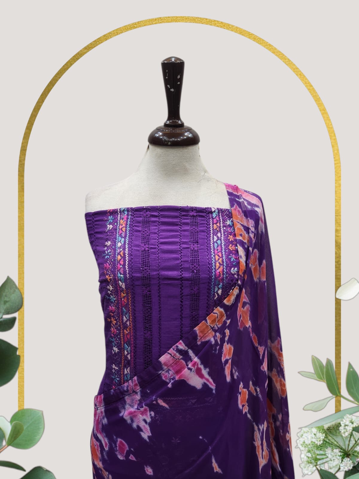 Raw Silk Tarkashi with kantha Eid Collection