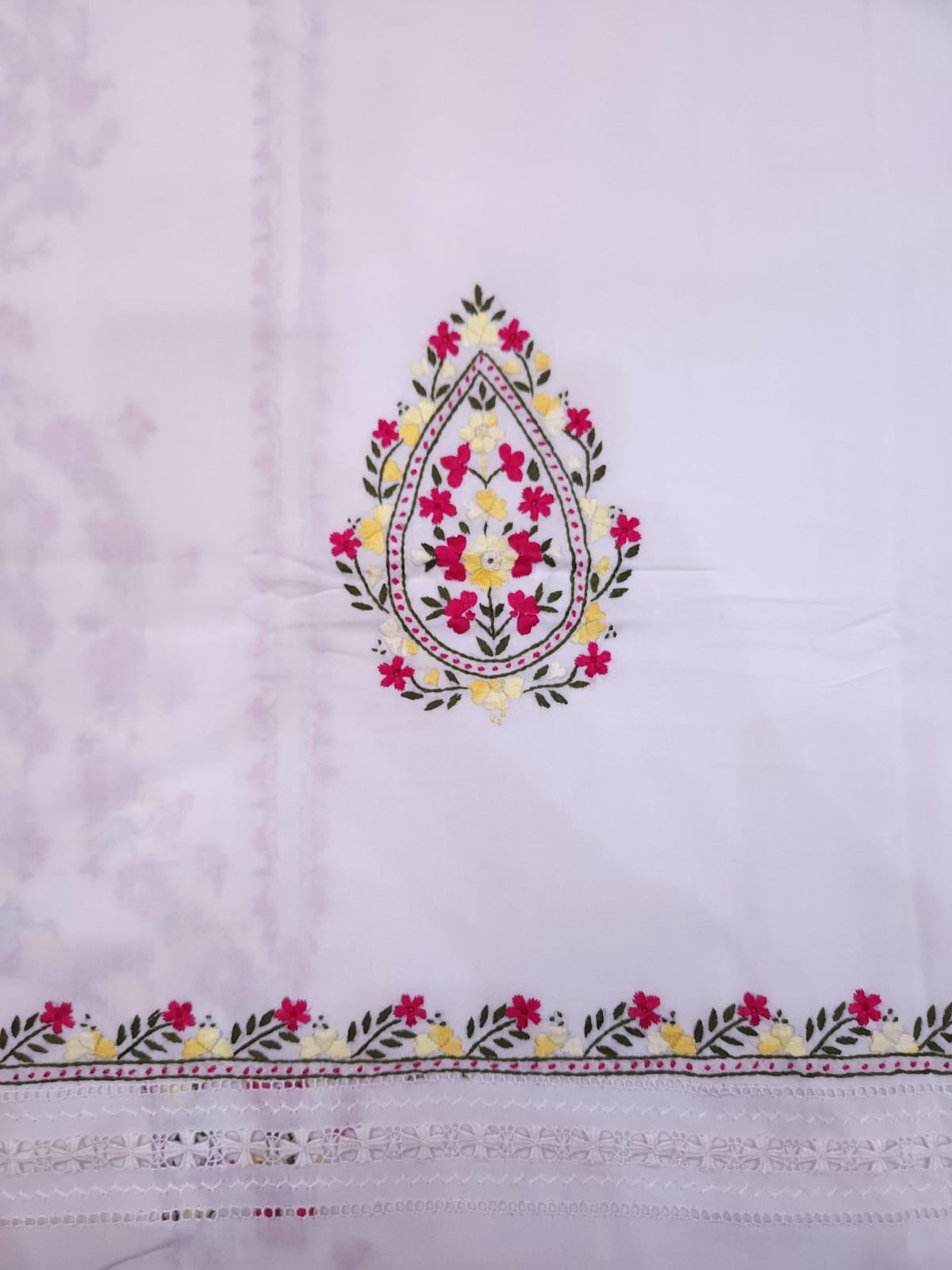 2pc WHITE Marina tarkahi with embroidery
