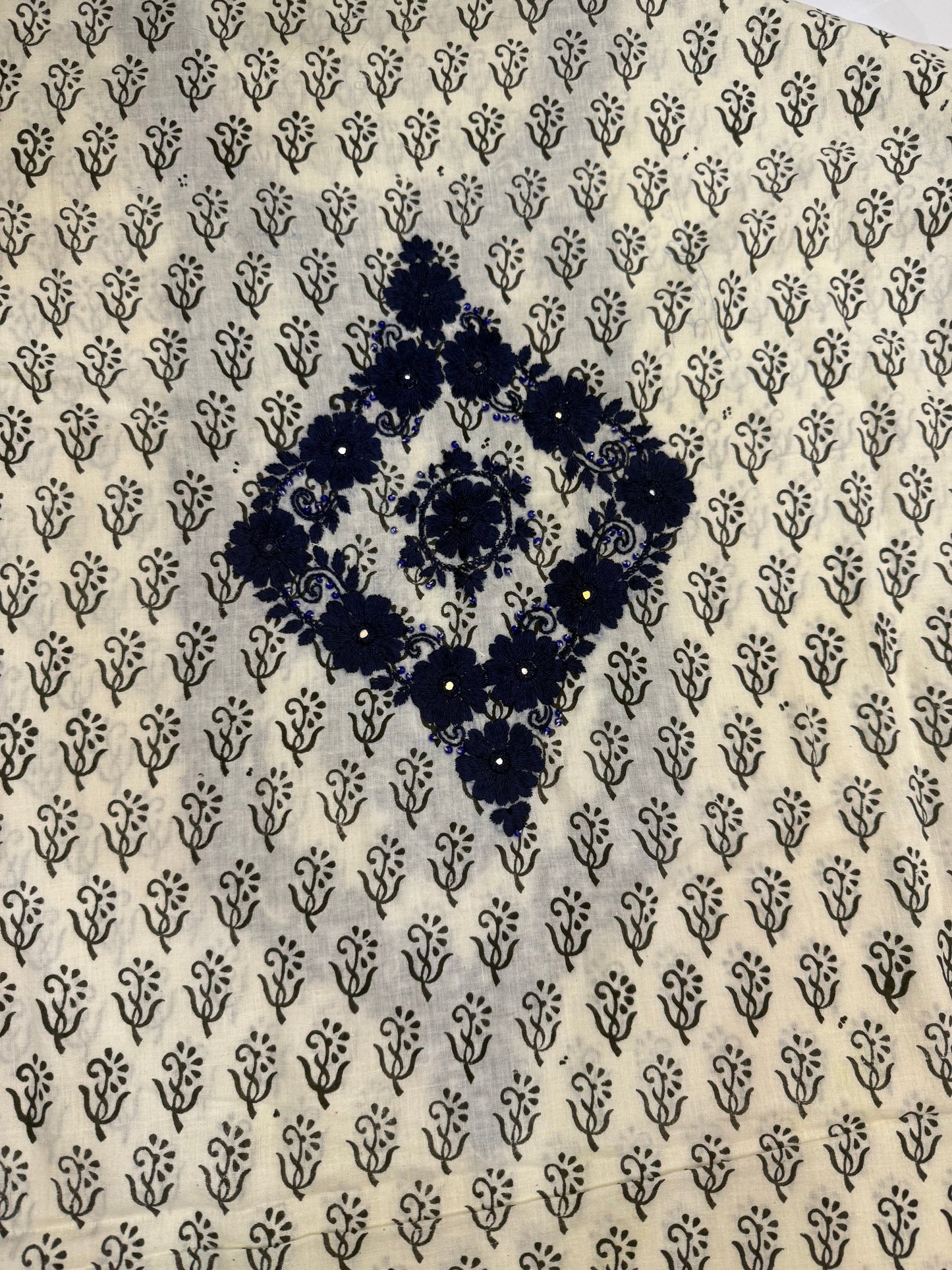 Most beautiful block print Embroidered lawn shirt