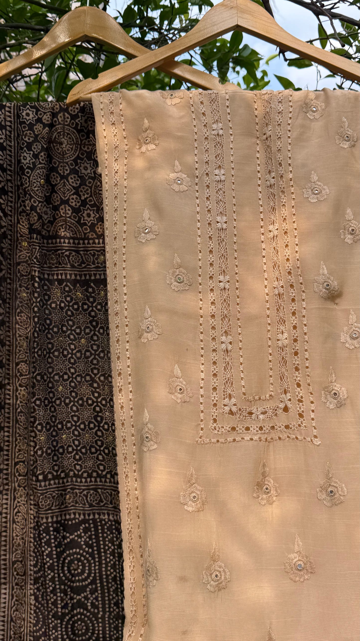 Raw silk with medium silk combination