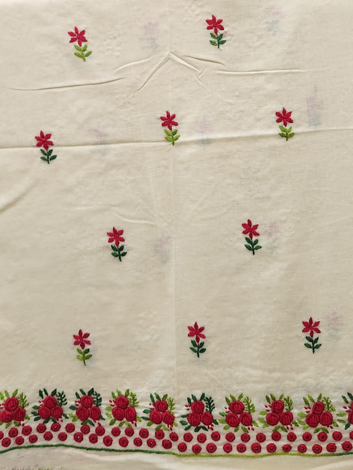 Rose 🥀 Tanka lawn hand embroidered shirt