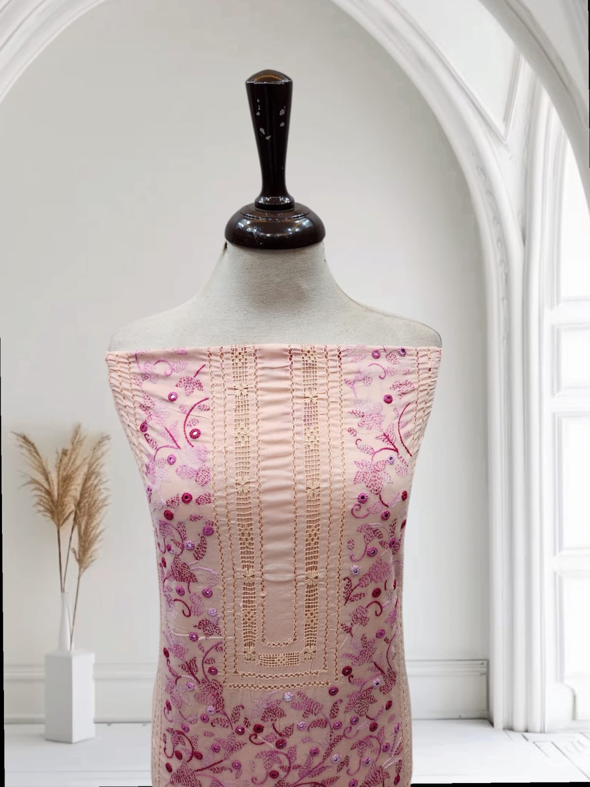 Tarkashi Kanthakari with mirror lawn hand embroidered shirt