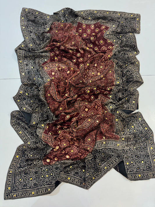 Medium silk Natural dyed Mukesh Shawl