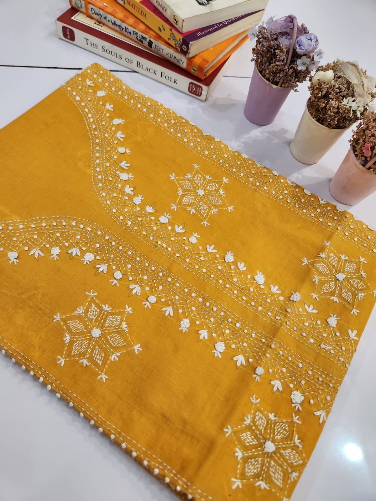 Kanthakari with bor lawn hand embroidered shirt