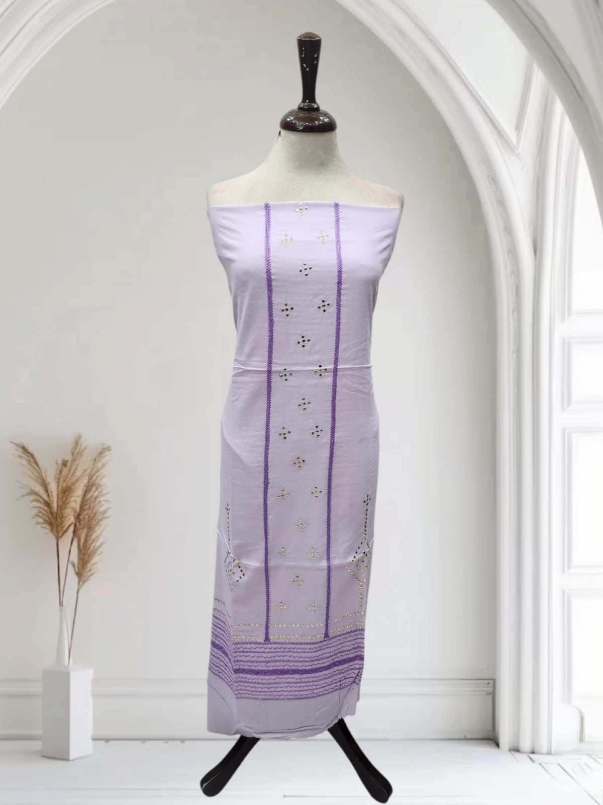 Lavender Tarkashi lawn mukesh shirt