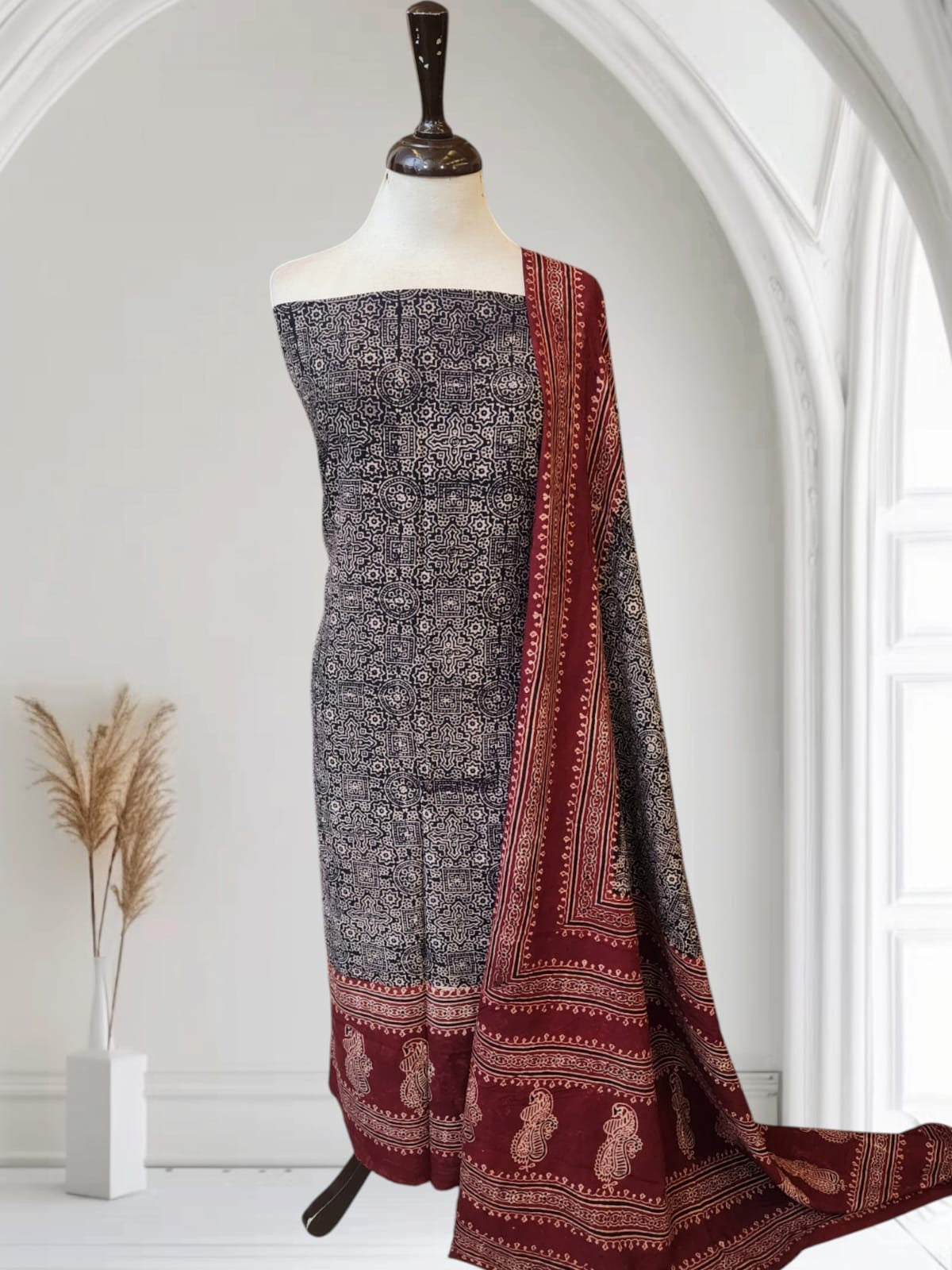 Linen Natural dyed 2pc Shirt and dupatta