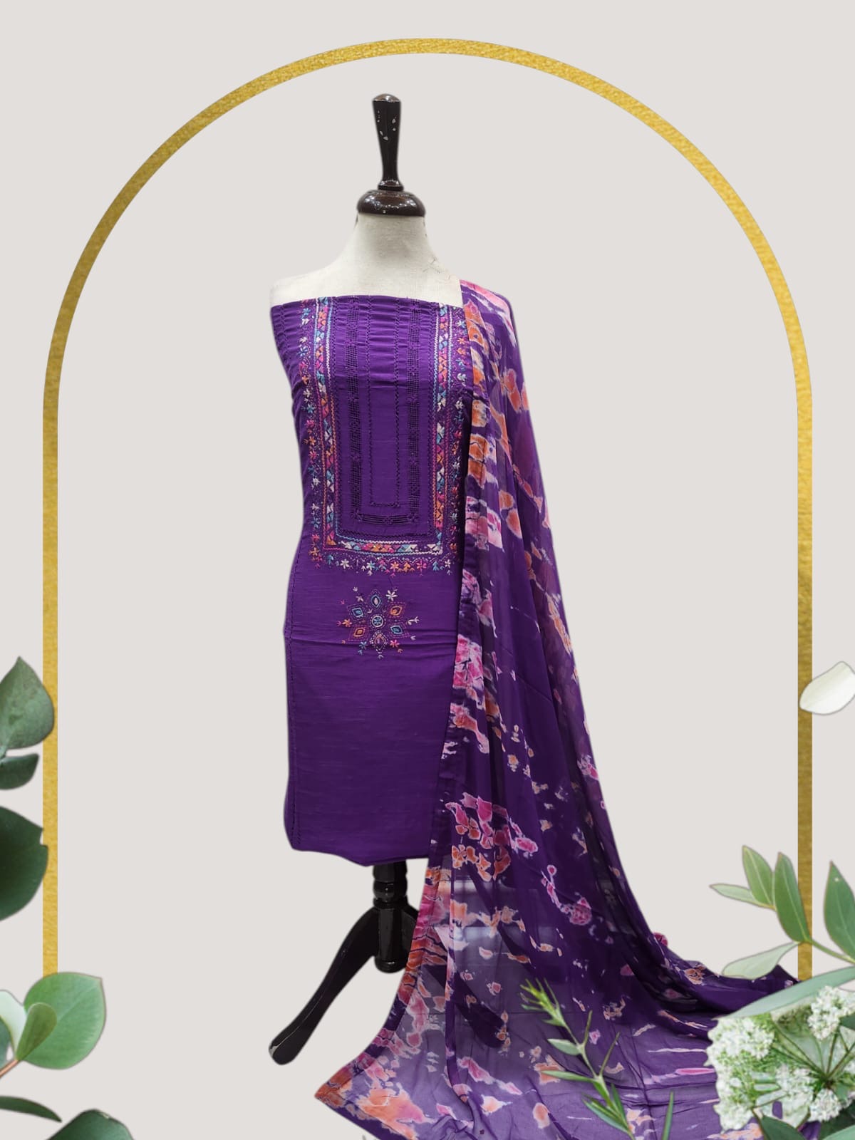 Raw Silk Tarkashi with kantha Eid Collection