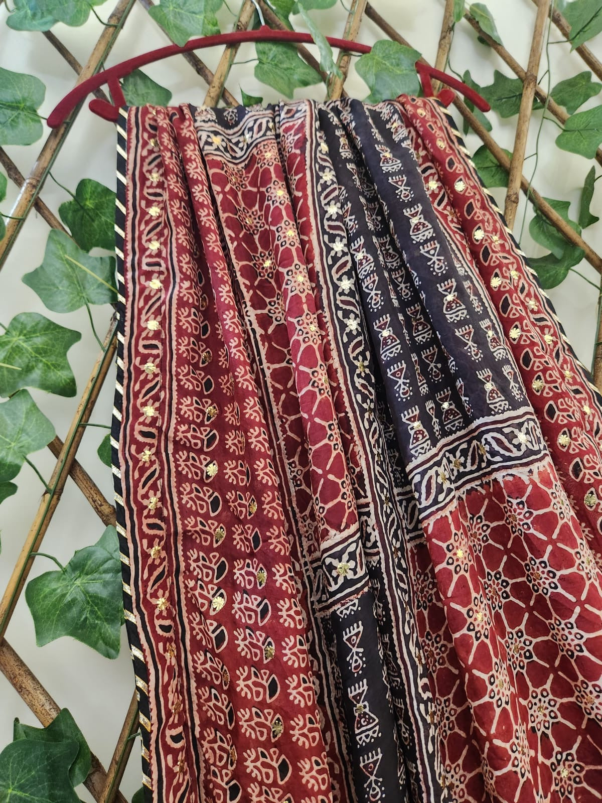 Silk Natural dyed with Mukesh Dupatta