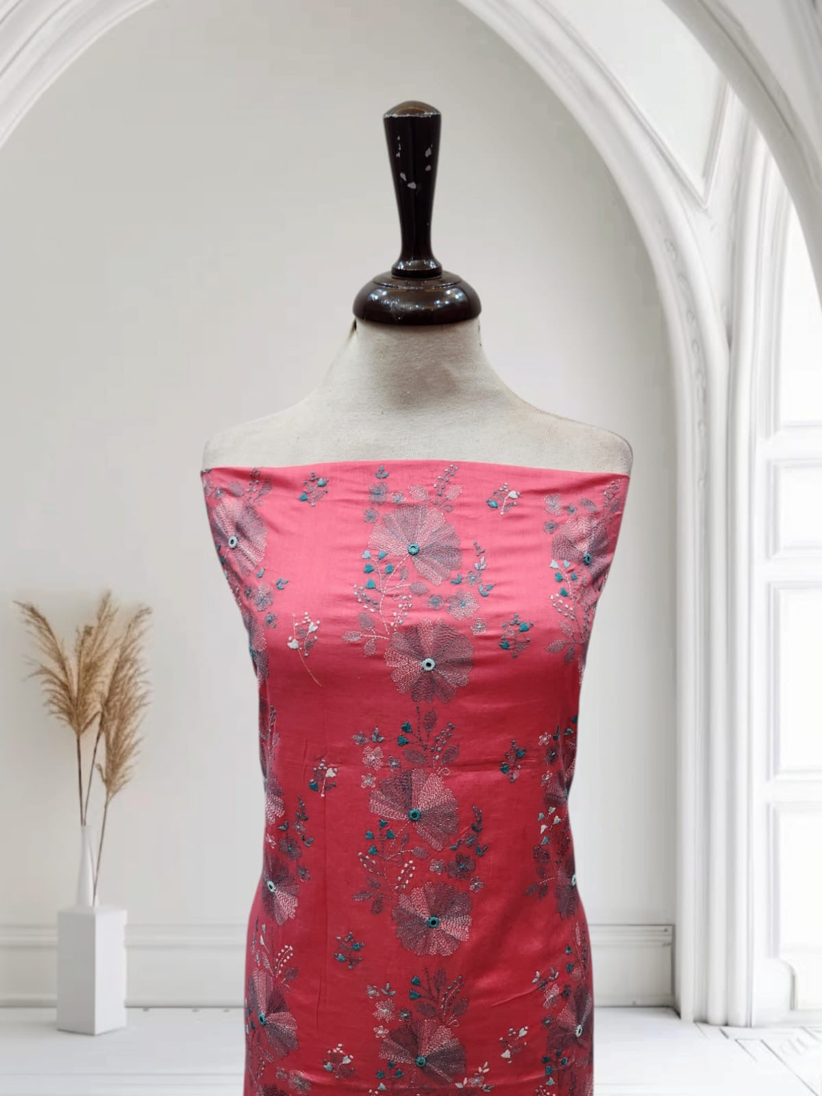 Exclusive kaccha tanka lawn hand embroidered shirt