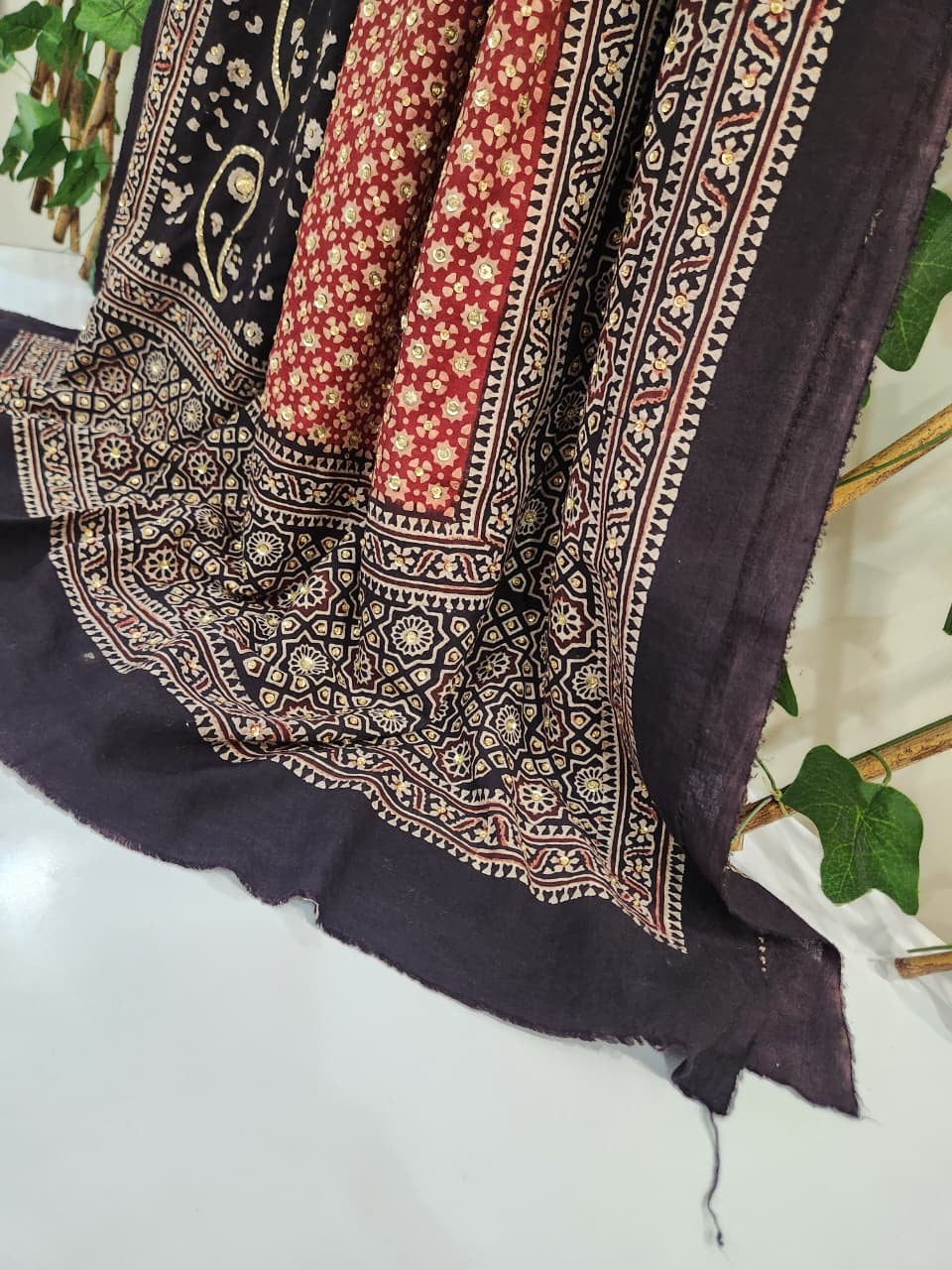 Lawn adda work Natural dyed full size Dupatta