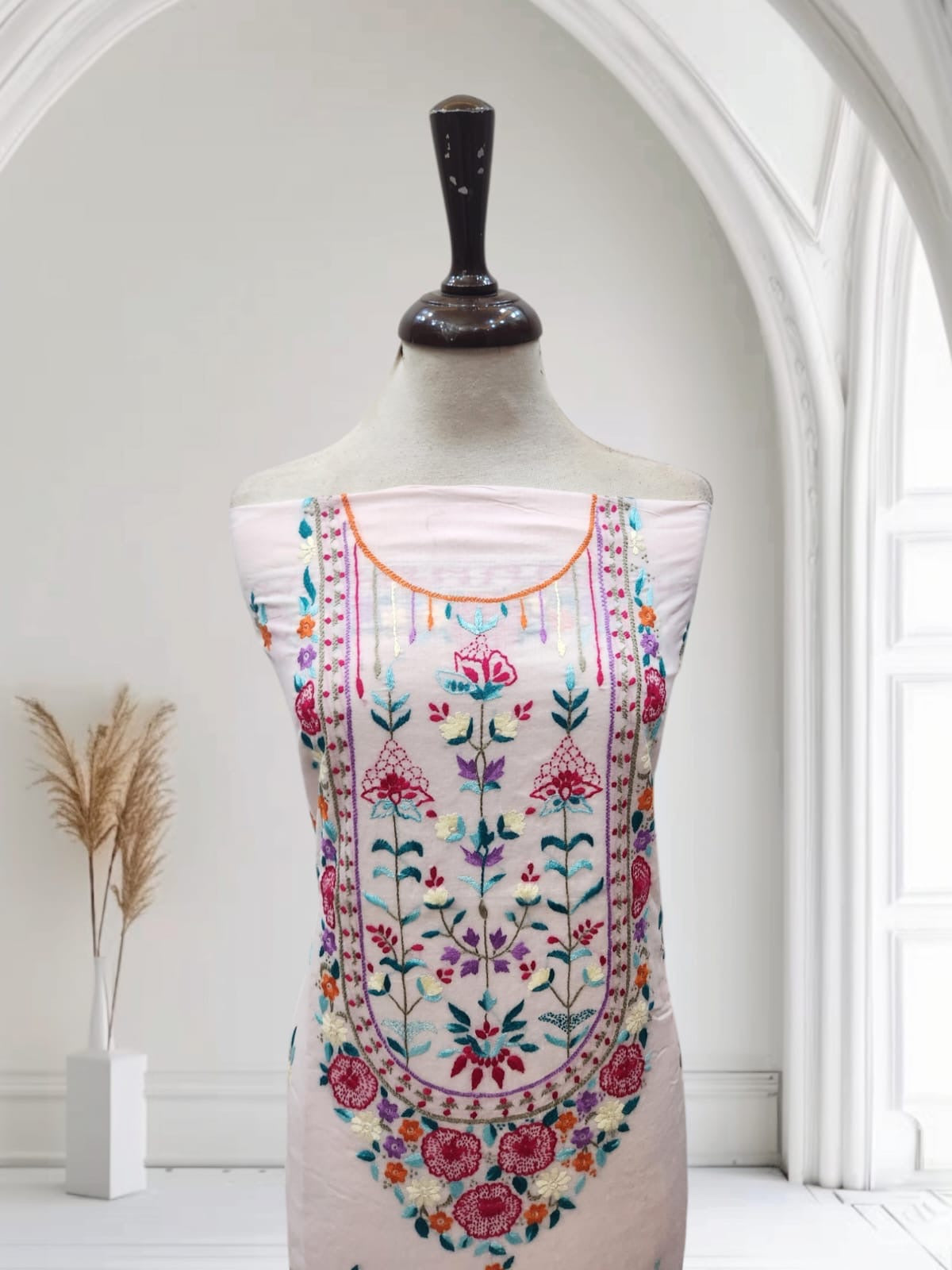 Branded lawn single thread hand embroidered shirt