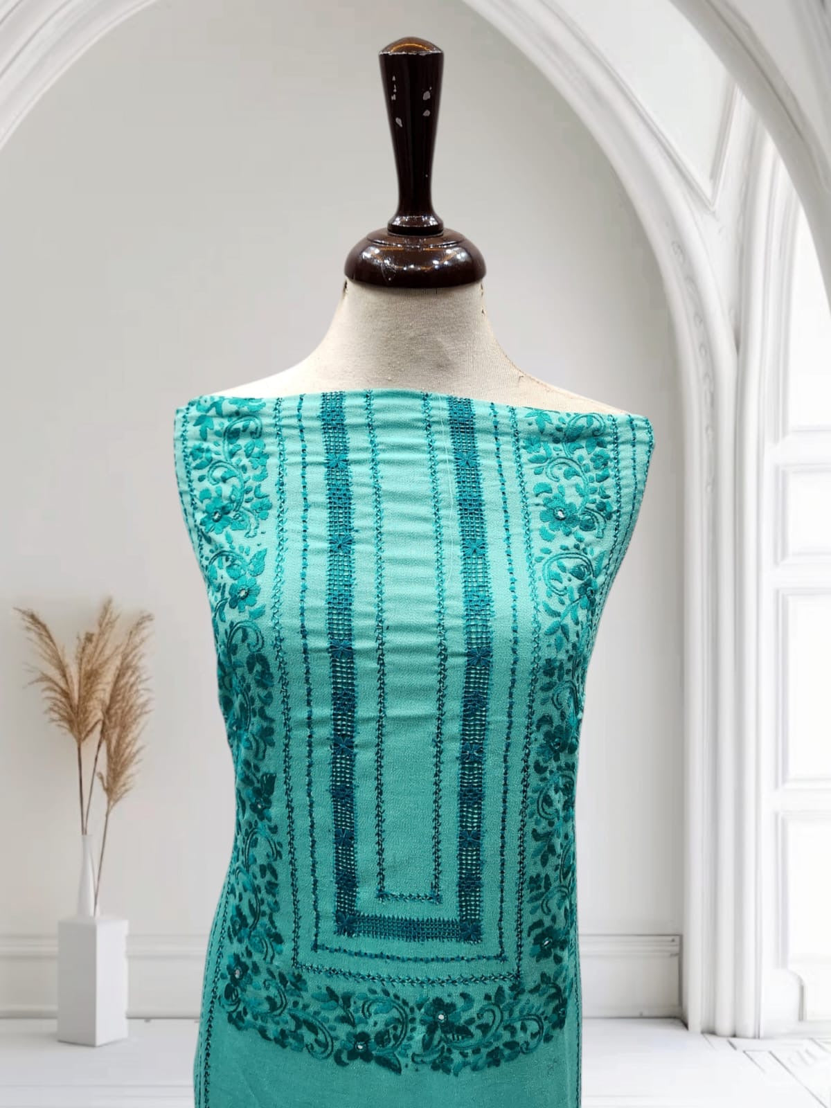 2pc Sea green Marina tarkashi mirror & embroidered