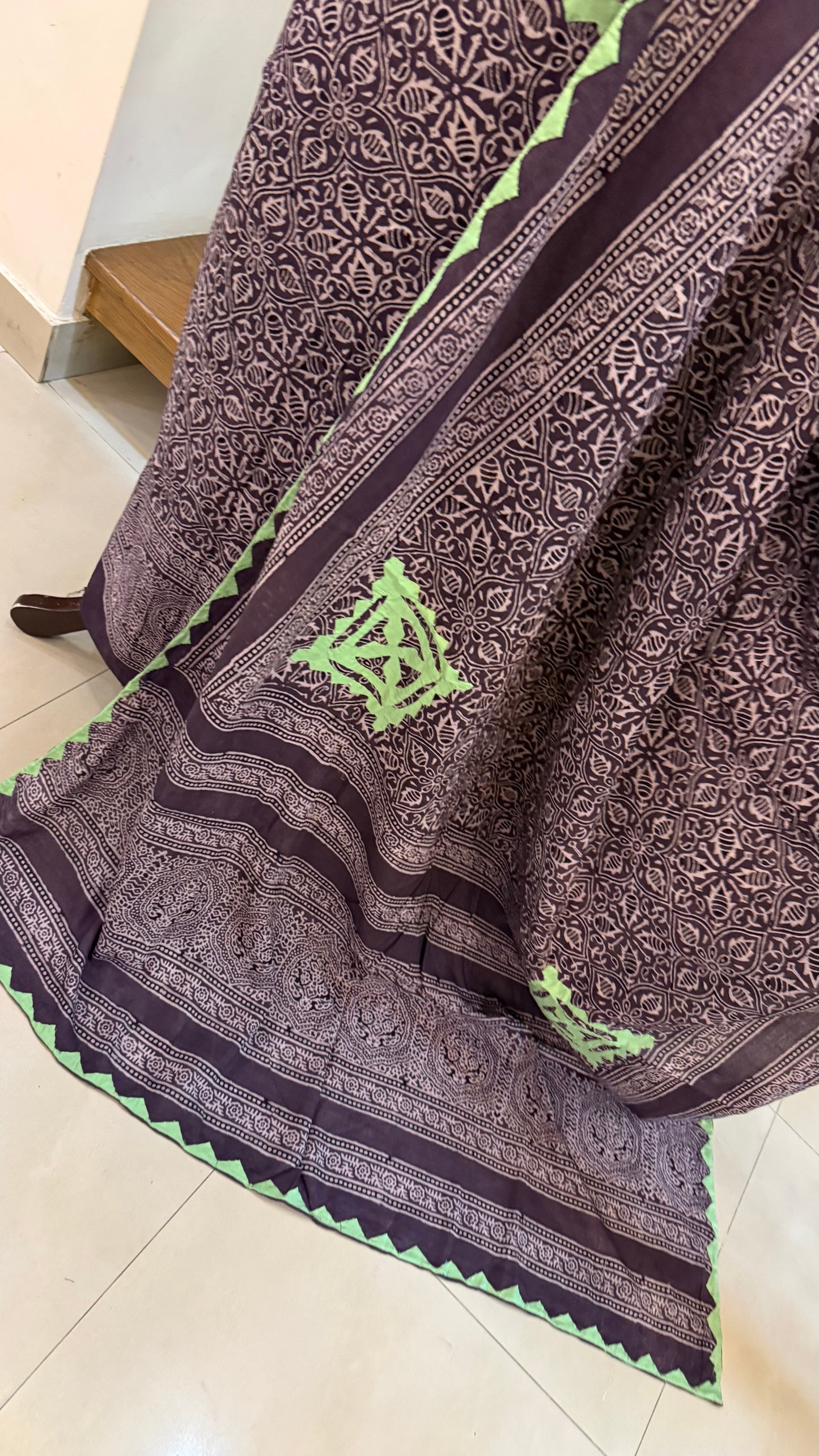 Lawn natural dyed with Appilque