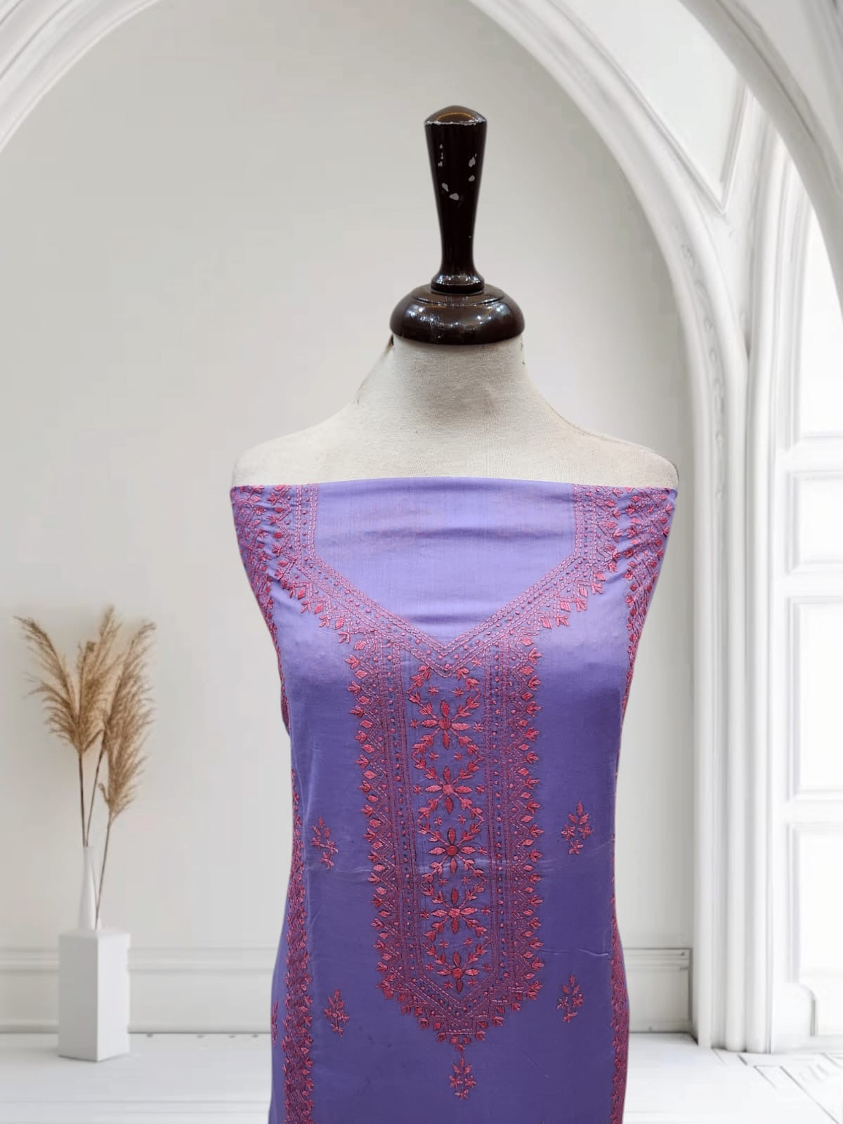 Unique combination Lawn hand embroidered shirt