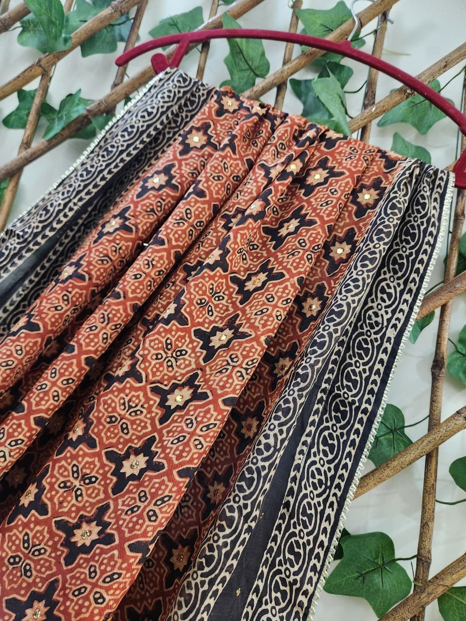 Natural dyed mukesh silk long dupatta