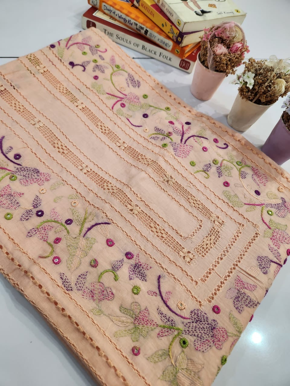 Tarkashi lawn hand embroidered shirt